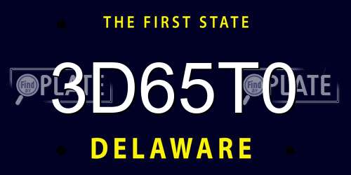 3D65T0 Delaware License Plate