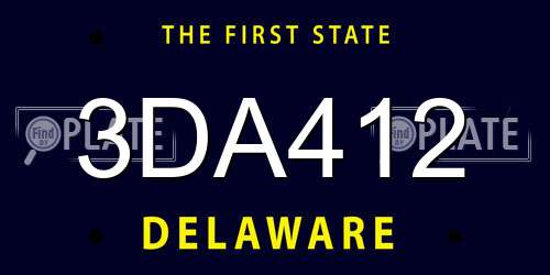 3DA412 Delaware License Plate