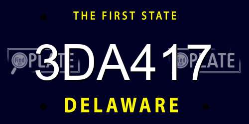 3DA417 Delaware License Plate