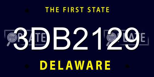 3DB2129 Delaware License Plate
