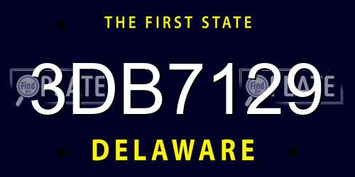 3DB7129 Delaware License Plate