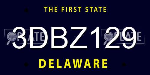 3DBZ129 Delaware License Plate