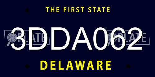 3DDA062 Delaware License Plate