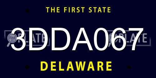 3DDA067 Delaware License Plate