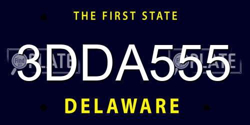 3DDA555 Delaware License Plate