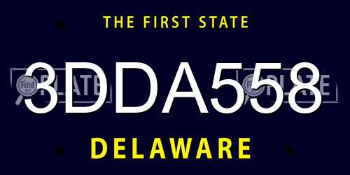 3DDA558 Delaware License Plate
