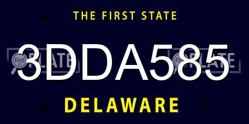 3DDA585 Delaware License Plate