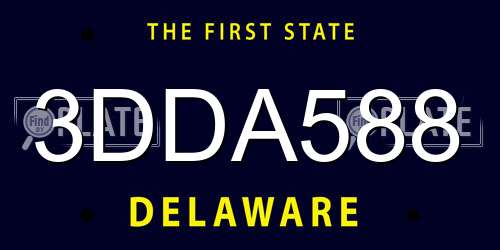 3DDA588 Delaware License Plate
