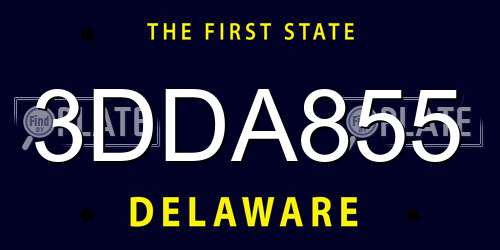 3DDA855 Delaware License Plate