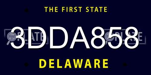 3DDA858 Delaware License Plate