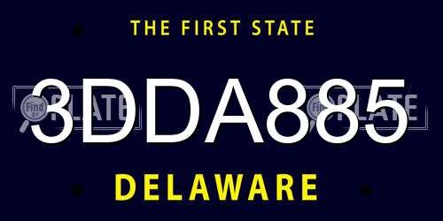 3DDA885 Delaware License Plate