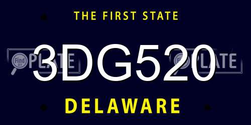 3DG520 Delaware License Plate