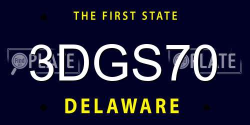 3DGS70 Delaware License Plate
