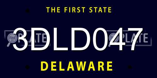 3DLD047 Delaware License Plate
