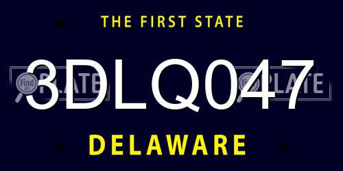 3DLQ047 Delaware License Plate