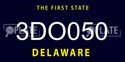 3DO050 Delaware License Plate