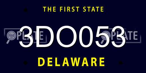 3DO053 Delaware License Plate