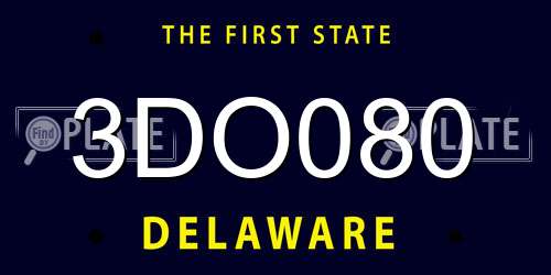 3DO080 Delaware License Plate