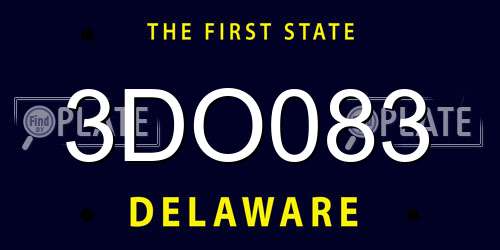 3DO083 Delaware License Plate
