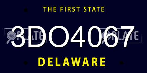 3DO4067 Delaware License Plate