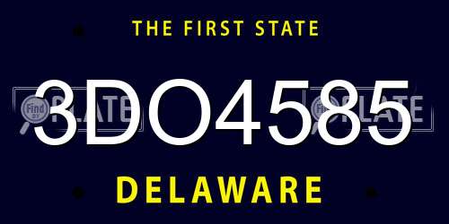 3DO4585 Delaware License Plate