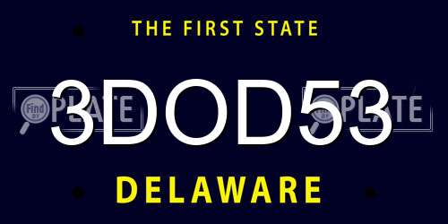 3DOD53 Delaware License Plate