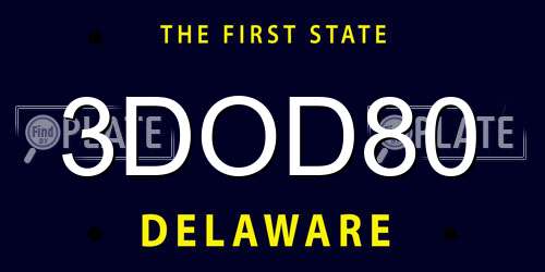 3DOD80 Delaware License Plate
