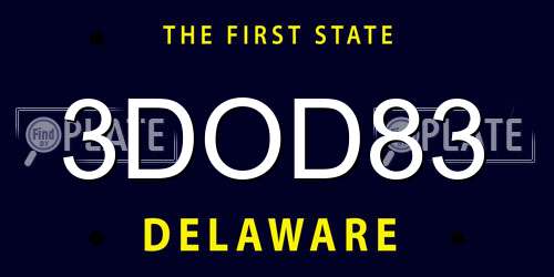 3DOD83 Delaware License Plate