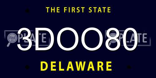 3DOO80 Delaware License Plate