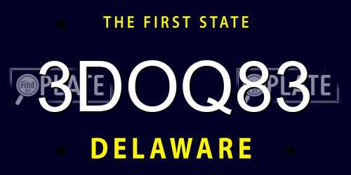 3DOQ83 Delaware License Plate