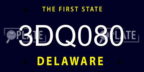 3DQ080 Delaware License Plate