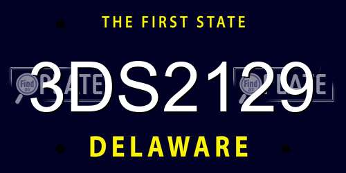 3DS2129 Delaware License Plate