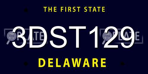 3DST129 Delaware License Plate