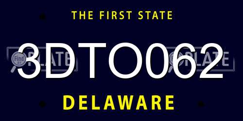 3DTO062 Delaware License Plate