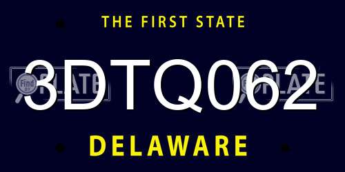 3DTQ062 Delaware License Plate
