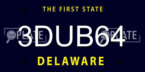3DUB64 Delaware License Plate