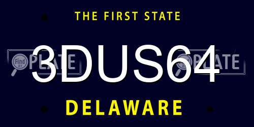 3DUS64 Delaware License Plate