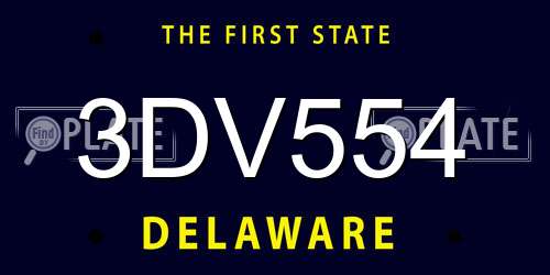 3DV554 Delaware License Plate