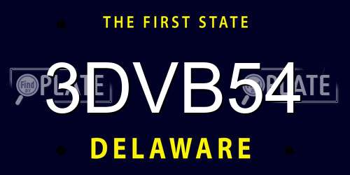 3DVB54 Delaware License Plate