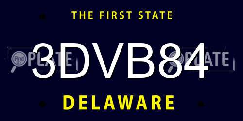 3DVB84 Delaware License Plate