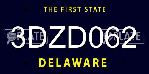 3DZD062 Delaware License Plate