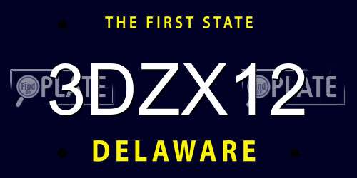 3DZX12 Delaware License Plate