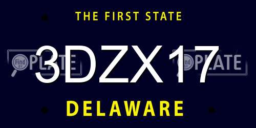 3DZX17 Delaware License Plate