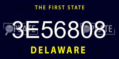 3E56808 Delaware License Plate