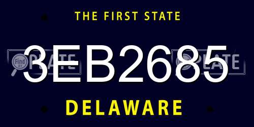 3EB2685 Delaware License Plate