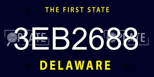3EB2688 Delaware License Plate