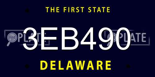 3EB490 Delaware License Plate