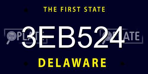 3EB524 Delaware License Plate