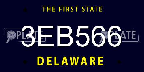 3EB566 Delaware License Plate