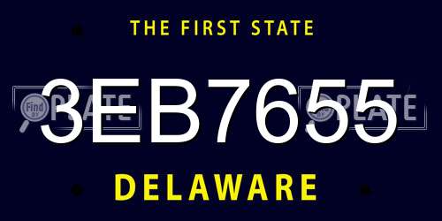 3EB7655 Delaware License Plate